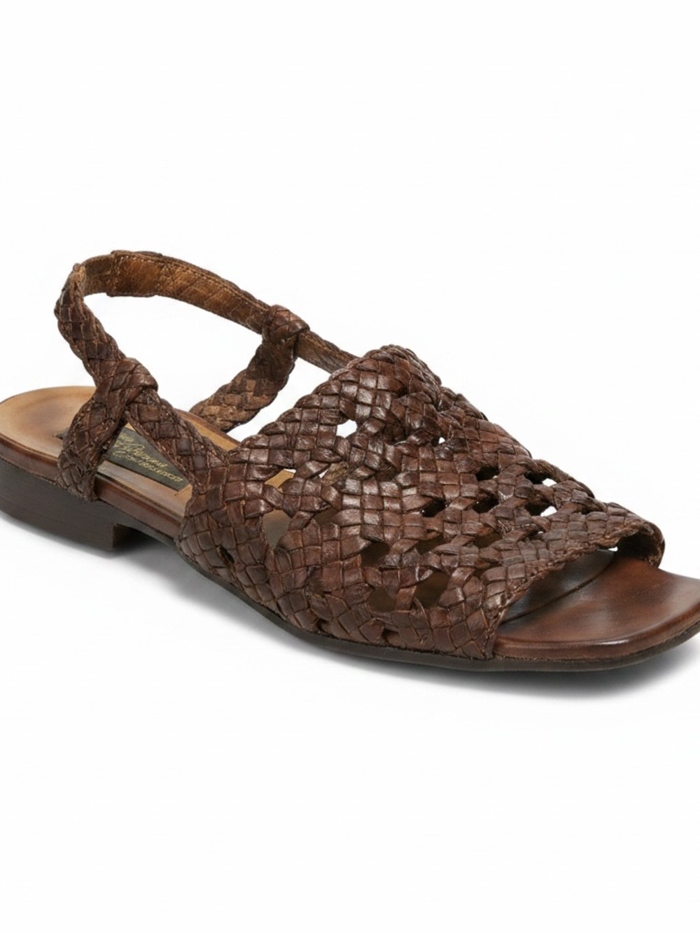 Sesto Meucci Woven Classic Leather Sandals Brown Size 6.5M